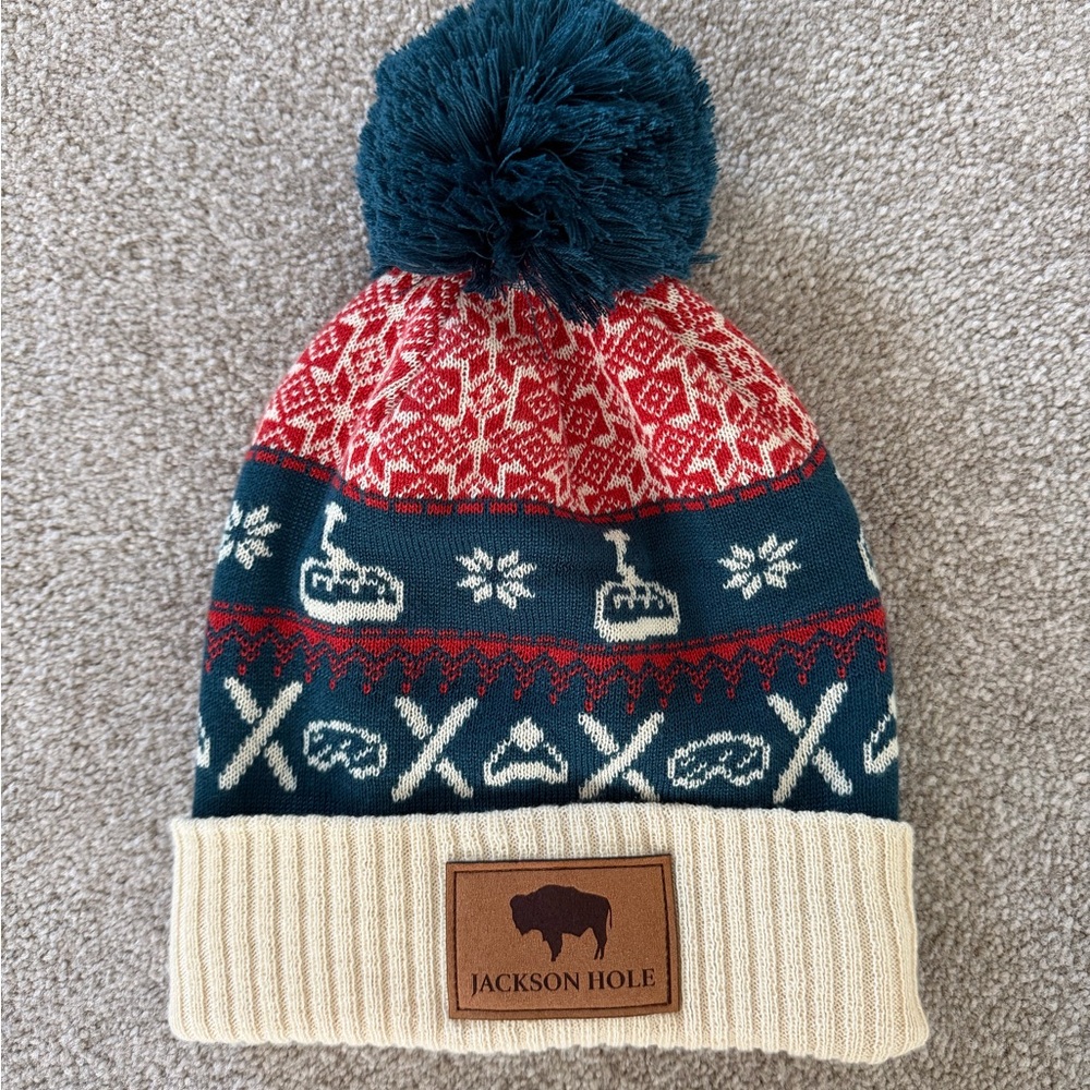 Jackson Hole Red and Blue Winter Beanie